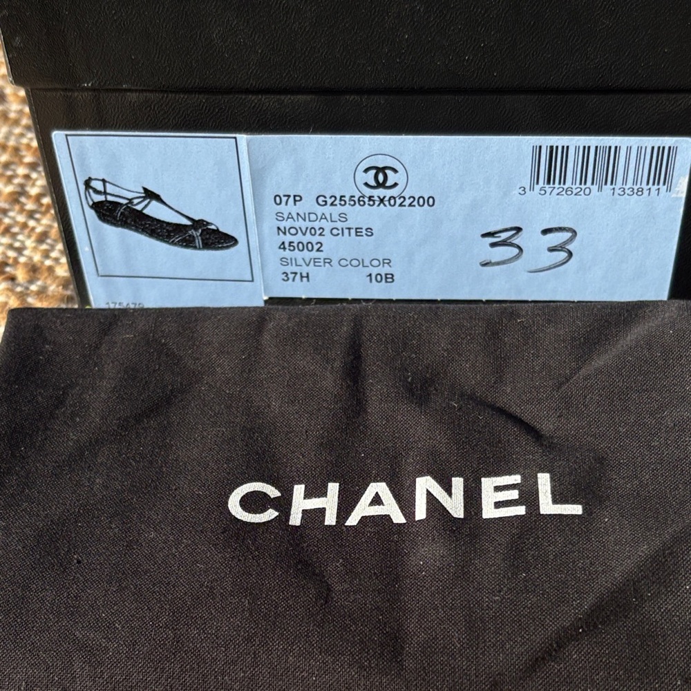 CHANEL Metallic Silver Women's Sandals - Picture 2 of 9
